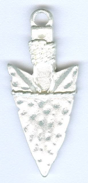 1 35x15mm Bright Matte Silver Arrowhead Pendant