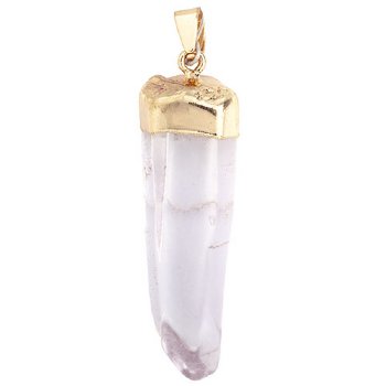 1, 40 to 50mm Crystal Quartz Shard Pendant with Gold Cap & Bail