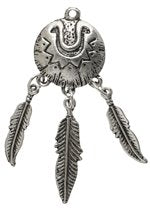 1, 64mm Antique Silver Shield and Feather Pendant