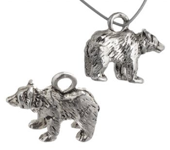 1, 15x10mm Antique Silver Bear Pendant / Charm