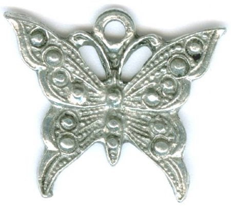 1 19mm Antique Silver Butterfly Pendant