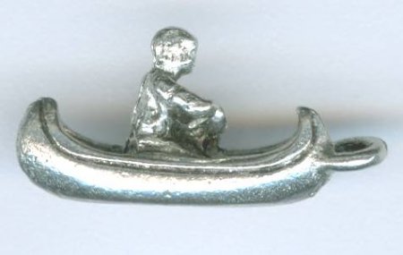 1 18mm Antique Silver Canoeist Pendant