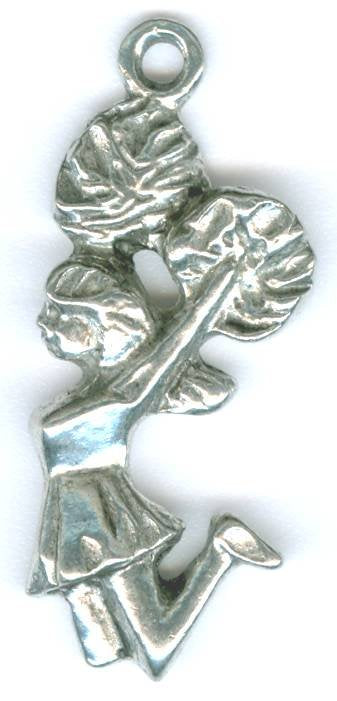 1 28mm Antique Silver Cheerleader Pendant