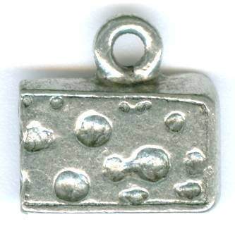 1 12mm Antique Silver Cheese Slice Pendant