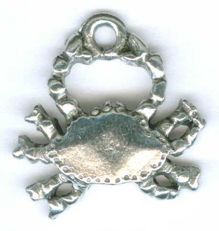 1 18mm Antique Silver Crab Pendant