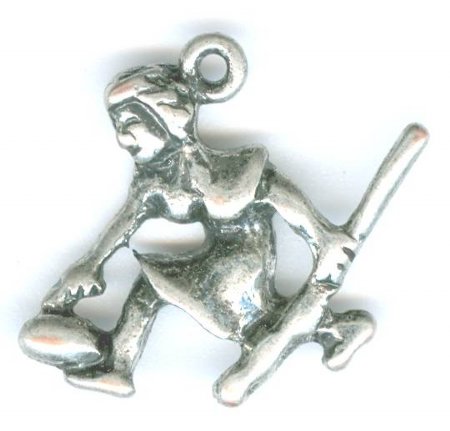 1 19x22mm Antique Silver Female Curler Pendant