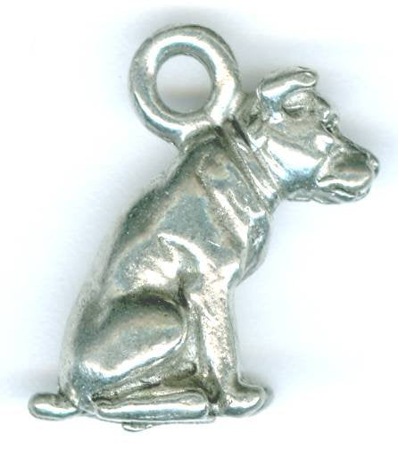 1 19mm Antique Silver Sitting Dog Pendant