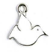 1 16x15mm White Enamelled Dove Pendant