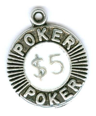 1 15mm Silver Enameled Poker Chip Pendant