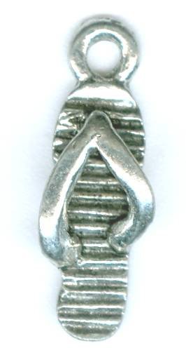 1 19mm Antique Silver Flip Flop Pendant