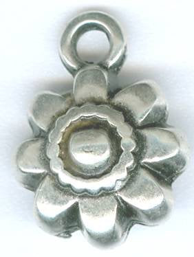 1 11mm Antique Silver Double-Sided Flower Pendant