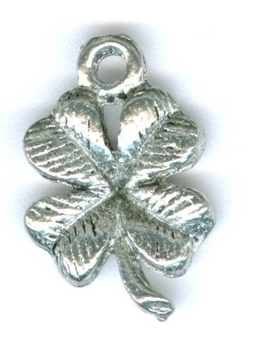 1 17x12mm Antique Silver Four Leaf Clover / Shamrock Pendant