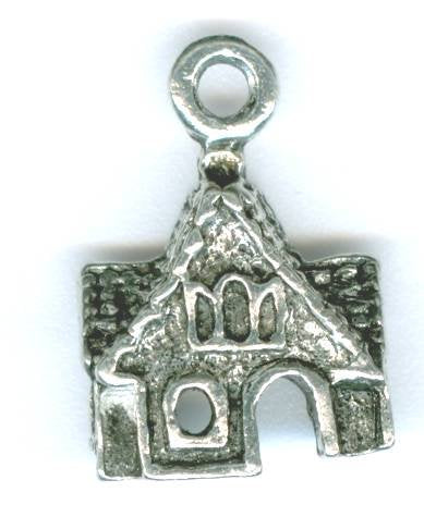 1 17mm Antique Silver Ginger Bread House Pendant