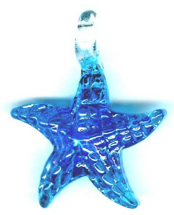 1 30x24mm Aqua Lustre Glass Starfish Pendant