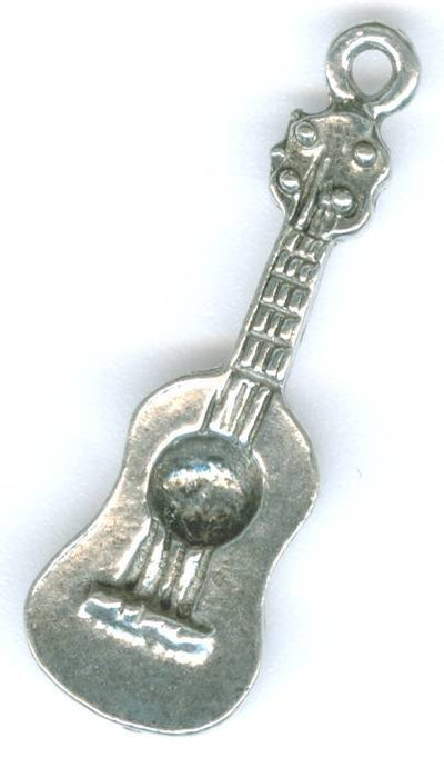 1 29mm Antique Silver Guitar Pendant