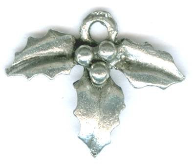 1 12mm Antique Silver Holly Leaf Pendant