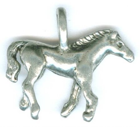 1 Antique Silver Horse Pendant