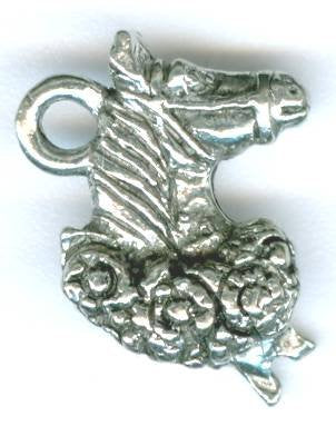 1 16x12mm Antique Silver Horse Head with Bouquet Pendant