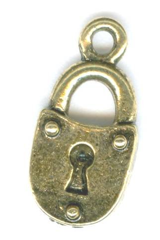 1 18x9mm Antique Gold Lock Pendant