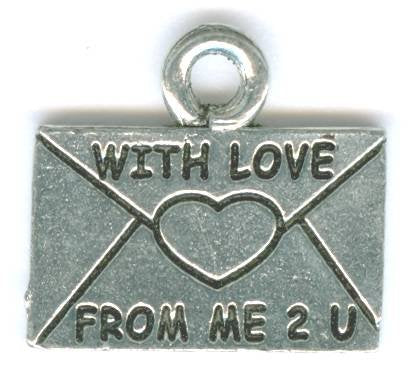 1 14mm Antique Silver Love Letter Pendant