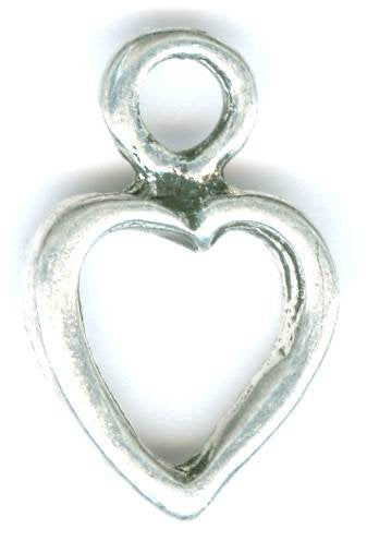 1 19x12mm Brushed Antique Silver Open Heart Pendant