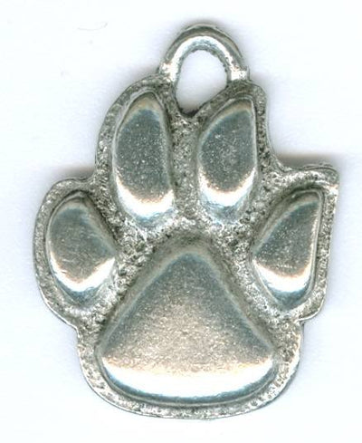 1 20x16mm Antique Silver Paw Print Pendant