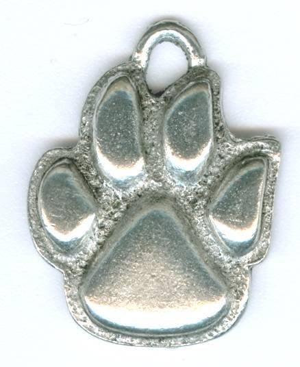 1 20x16mm Antique Silver Paw Print Pendant