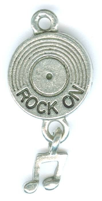1 28x13mm Antique Silver Record with Note Pendant