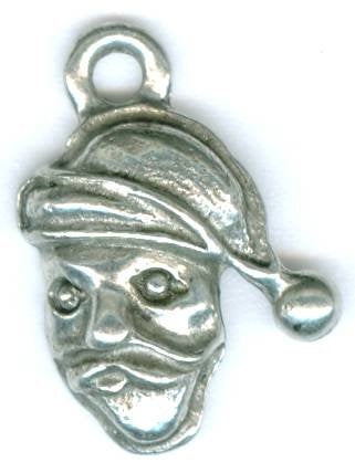 1 12mm Antique Silver Santa Head Pendant
