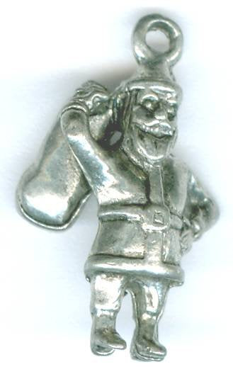 1 21mm Antique Silver Santa with Sack Pendant