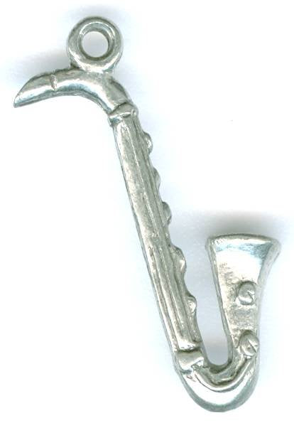 1 25mm Antique Silver Saxophone Pendant