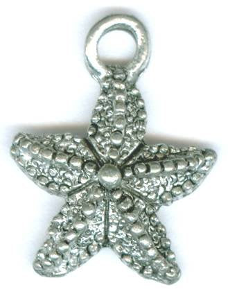 1 13mm Antique Silver Starfish Pendant