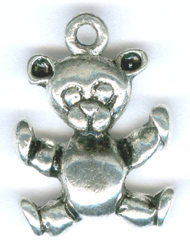 1 19x14mm Antique Silver Teddy Bear Pendant