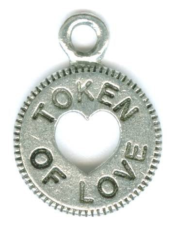 1 13mm Antique Silver Token of Love Pendant