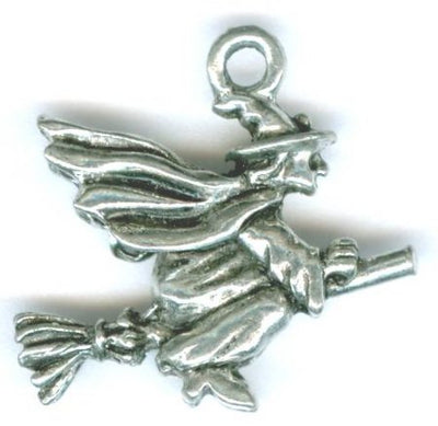 1 20x18mm Antique Silver Witch Pendant