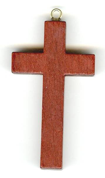 1 42x24mm Mahogany Wood Cross Pendant