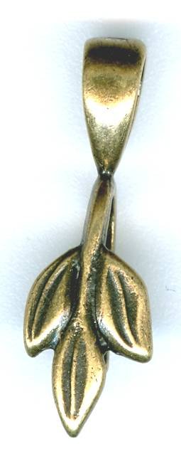 1 17mm Antique Brass Pewter Long 3 Leaf Bail