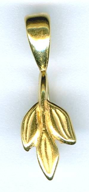 1 17mm Bright Gold Pewter Long 3 Leaf Bail