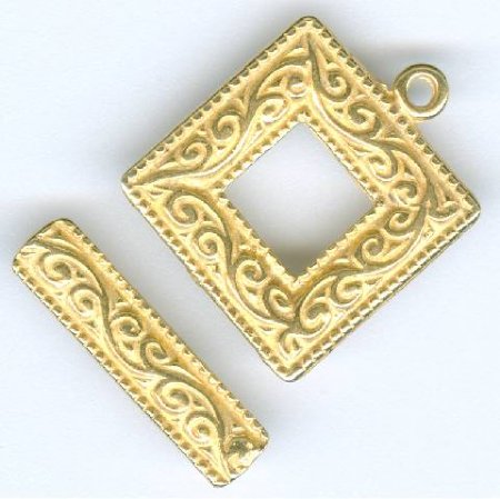 1 18mm Bright Gold Pewter Square Scroll Toggle