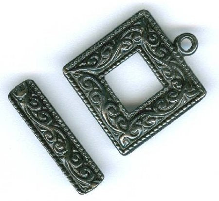 1 18mm Gunmetal Pewter Square Scroll Toggle