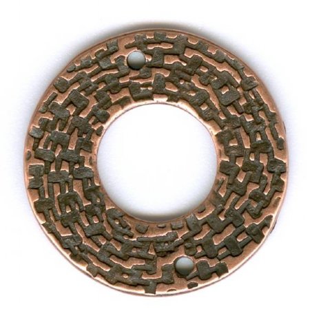 1 21mm Antique Copper Pewter 2 Hole Connector with Weave Pattern