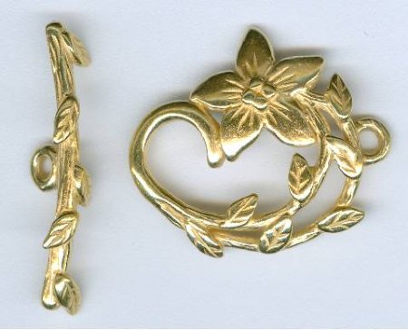 1 25mm Bright Gold Pewter Jasmine Flower Toggle