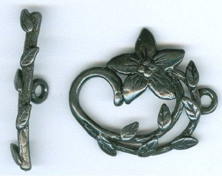 1 25mm Gunmetal Pewter Jasmine Flower Toggle