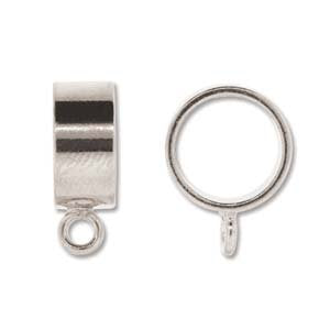 1 10x6mm Large Round Silver Sliding Bail