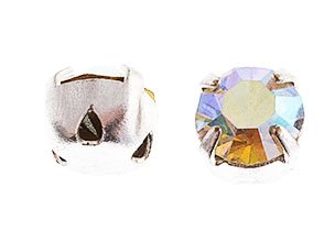 25, ss20 (4.8mm) Preciosa Crystal AB Rosemontees in Silver Setting