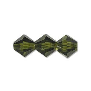 50 3mm Olivine Preciosa Bicone Beads