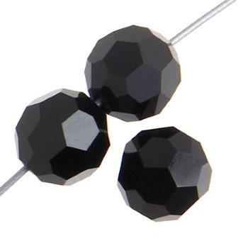 20, 4mm Round Jet Preciosa Crystal Beads
