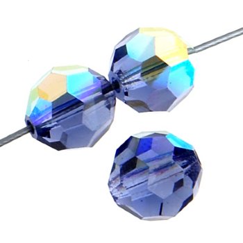 20, 4mm Round Tanzanite AB Preciosa Crystal Beads