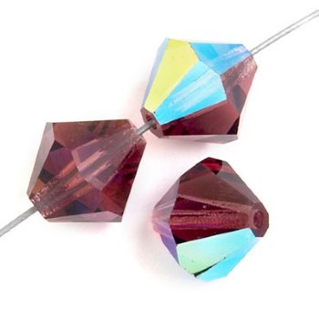 50 4mm Amethyst AB Preciosa Bicone Beads
