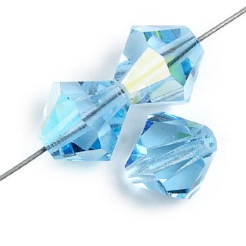 50 4mm Aqua AB Preciosa Bicone Beads